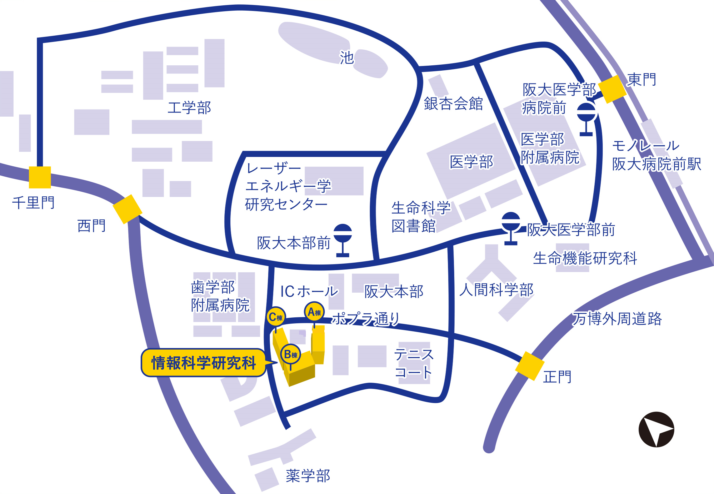 大阪大学吹田キャンパスへのアクセス図